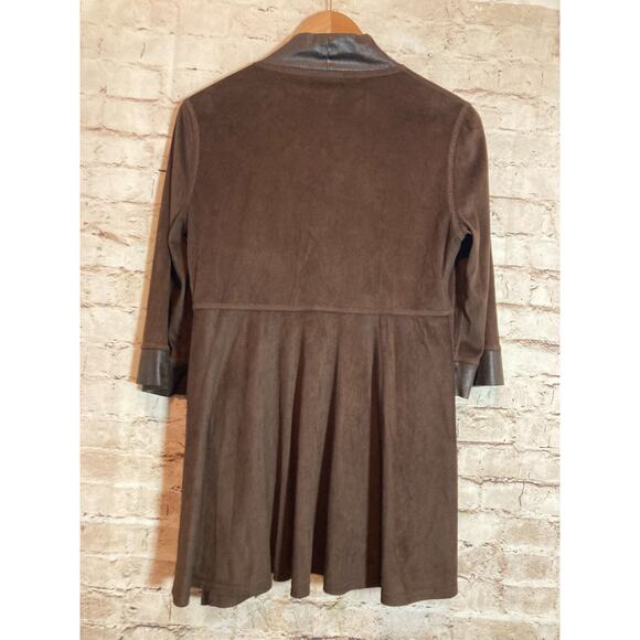 Joseph Ribkoff Top Womens 8 Dark Chocolate Faux Suede Open Front Lagenlook - Picture 11 of 13